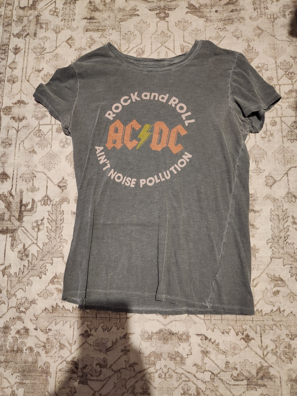 Lucky Brand Gray Short Sleeve AC/DC Rock and Roll Graphic Tee